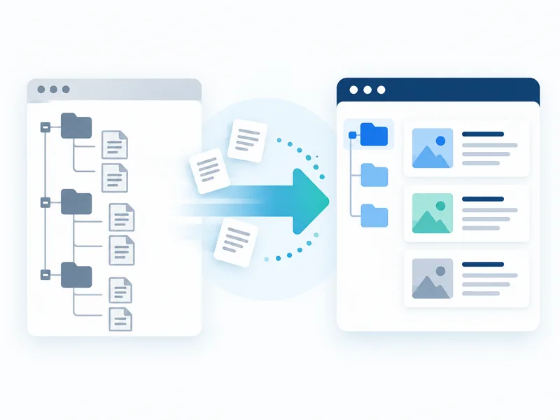 Illustration showing content moving from an older CMS structure into Joomla native article records